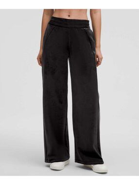 Lululemon Scuba Mid-Rise Wide-Leg Velvet Pants Black Size Large